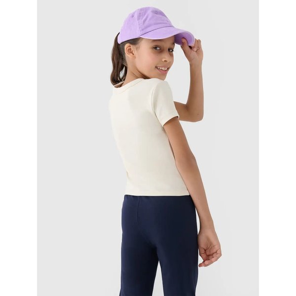Koszulka dziewczęca TTSHF1852 4F - kremowy