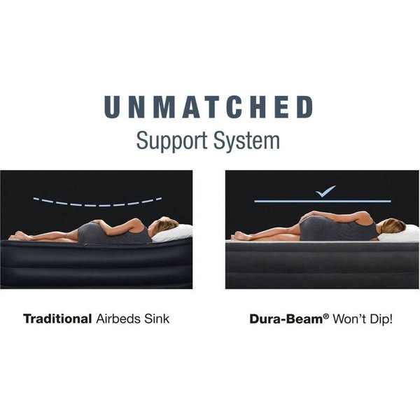 Materac 2-osobowy z zagłówkiem i pompką Plush Queen 152x236x46cm Intex