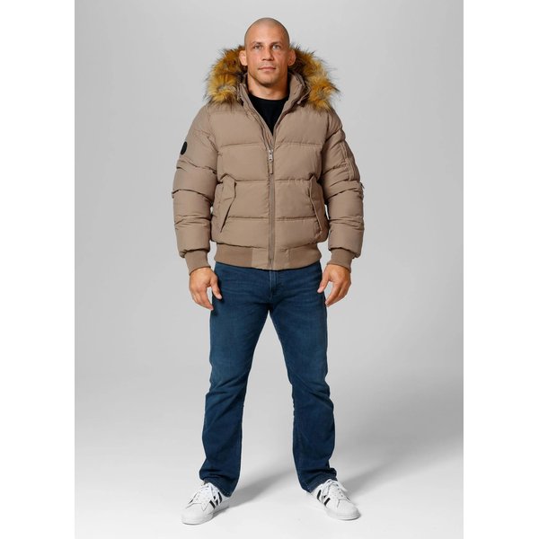 Kurtka męska Burnt Quilted Hooded Jacket Pitbull West Coast - Dark Sand