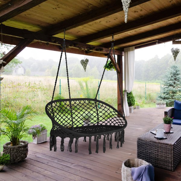 Huśtawka wisząca podwójna Boho Outtec - czarna