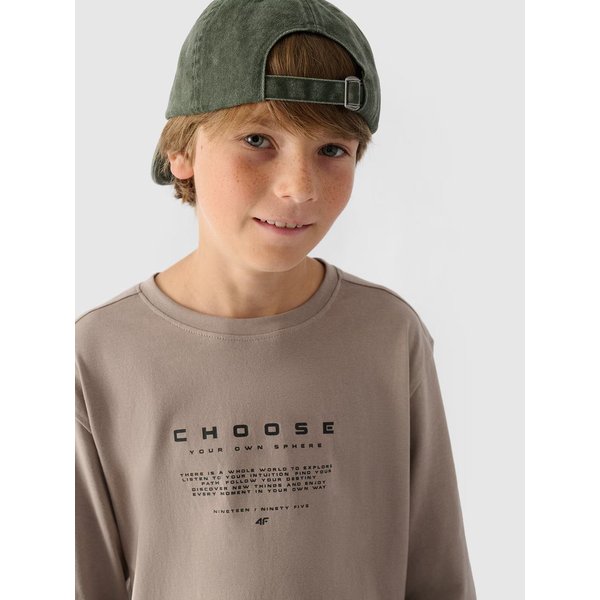 Longsleeve chłopięcy TLONM294 4F - ciepły jasny szary