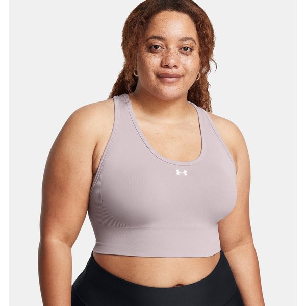 Biustonosz sportowy damski Vanish Seamless Mid Bra Under Armour - beż