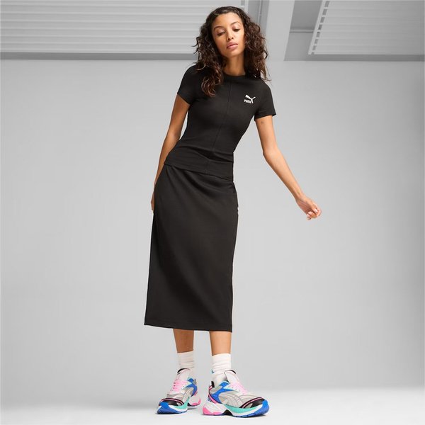 Koszulka damska Classics Ribbed Slim Tee Puma - czarny