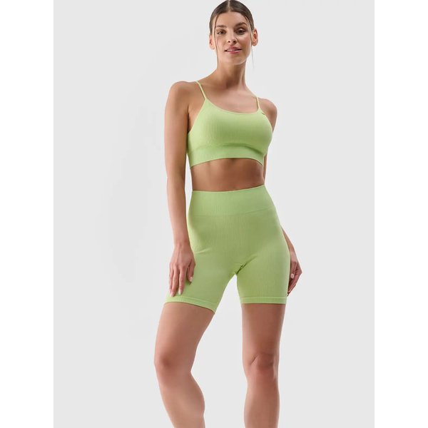 Biustonosz sportowy bezszwowy damski USBAF151 4F - jasna zieleń