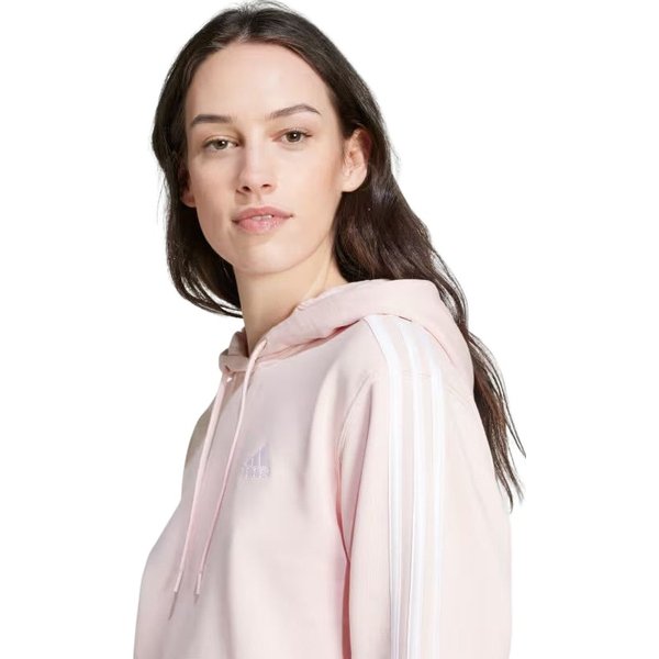 Bluza damska Essentials 3-Stripes French Terry Crop Hoodie Adidas - Sandy Pink