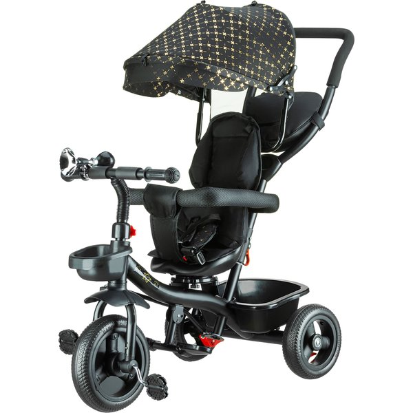 Rowerek trójkołowy 3w1 obracany Stars - black/gold