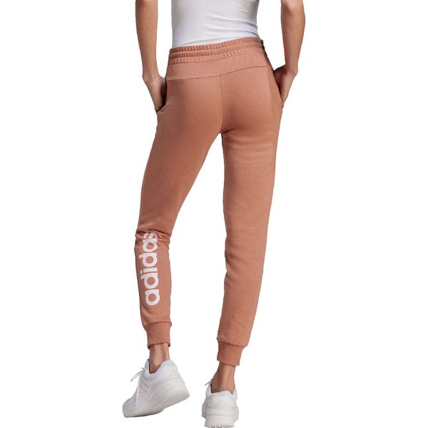 Spodnie dresowe damskie Essentials Linear French Terry Cuffed Adidas - brązowe