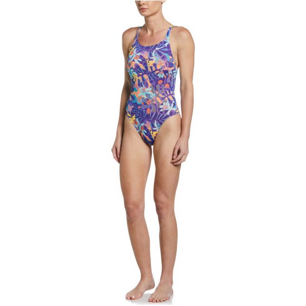 Strój kąpielowy damski Multiple Print Nike Swim - purple/blue
