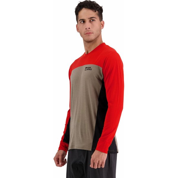 Longsleeve rowerowy męski Redwood Enduro Merino Air-Con VLS Mons Royale - retro red/black/walnut