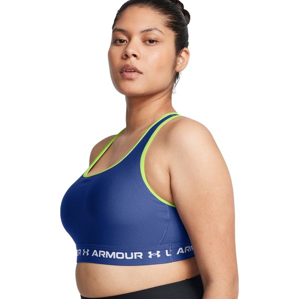 Biustonosz sportowy damski Crossback Mid Bra Under Armour - Tech Blue/Retro Green