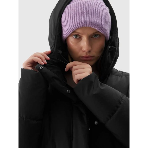 Płaszcz puchowy damski TDJAF476 4F - głęboka czerń