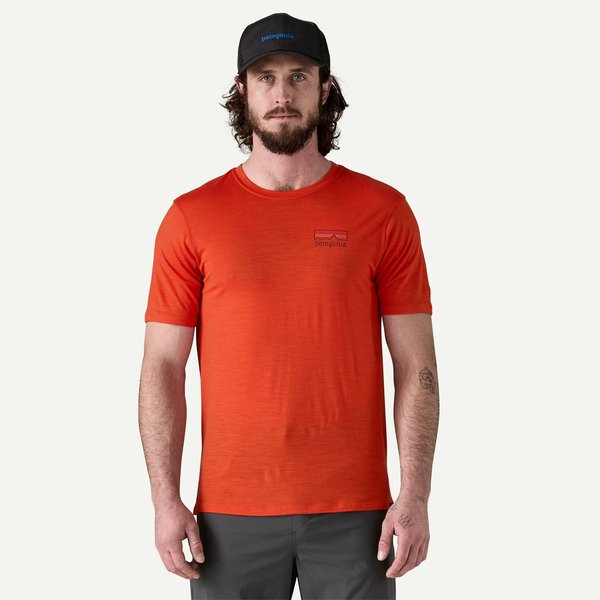 Koszulka męska Capilene Cool Merino Blend Graphic Patagonia - Fitz Roy Strata: Pollinator Orange