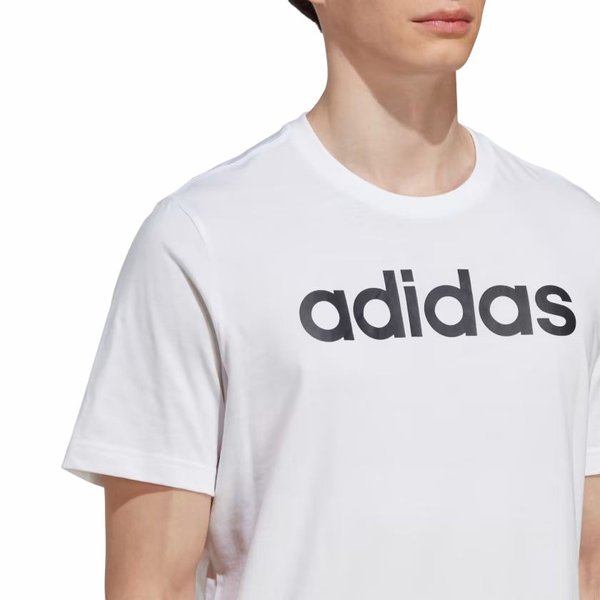 Koszulka męska Essentials Single Jersey Linear Embroidered Logo Adidas - biała