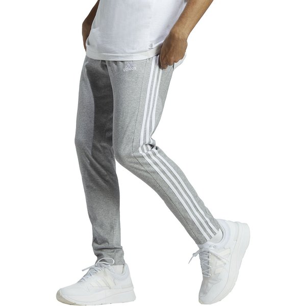 Spodnie dresowe męskie Essentials Stingle Jersey Tapered Open Hem 3-Stripse Adidas - szare