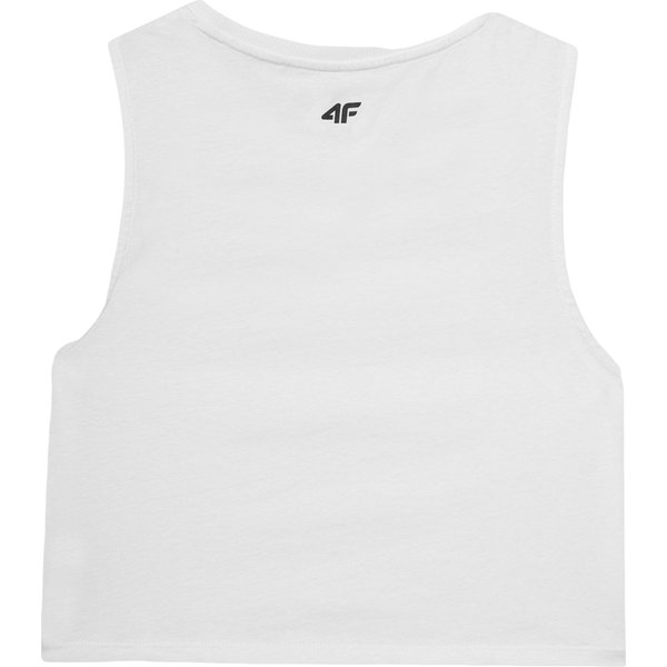 Bezrękawnik, crop top damski 4FWSS24TSLEF071 4F - biały