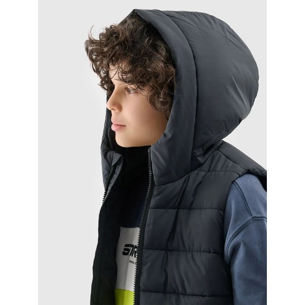 Kamizelka puchowa chłopięca TVJAM169 4F - głęboka czerń