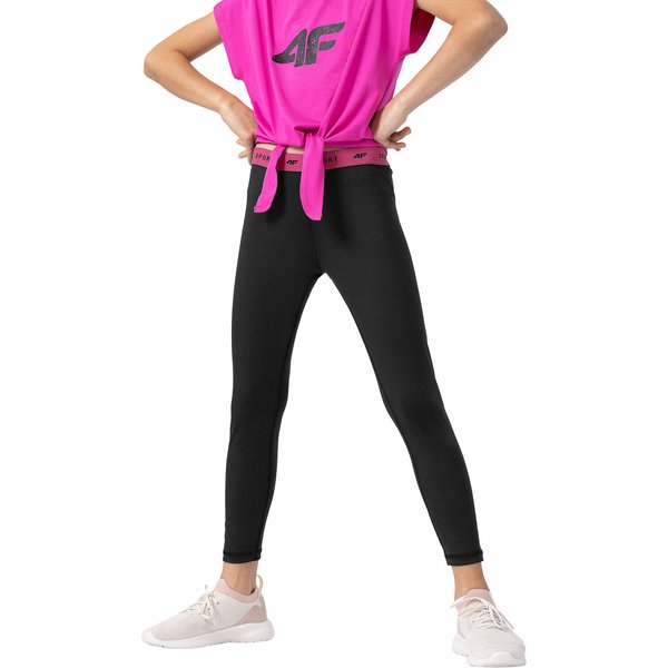 Legginsy dziewczęce 4FJAW23TFTIF142 4F - głęboka czerń