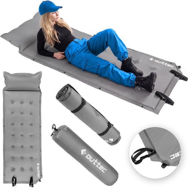 Mata samopompująca z poduszką Naps 193x68x3,5cm Outtec - grey