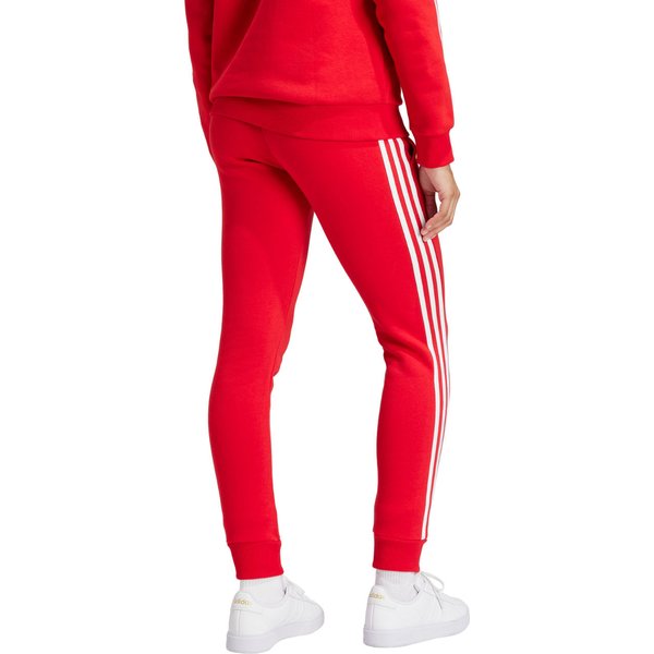 Spodnie dresowe damskie Essentials 3-Stripes Fleece Adidas - czerwone