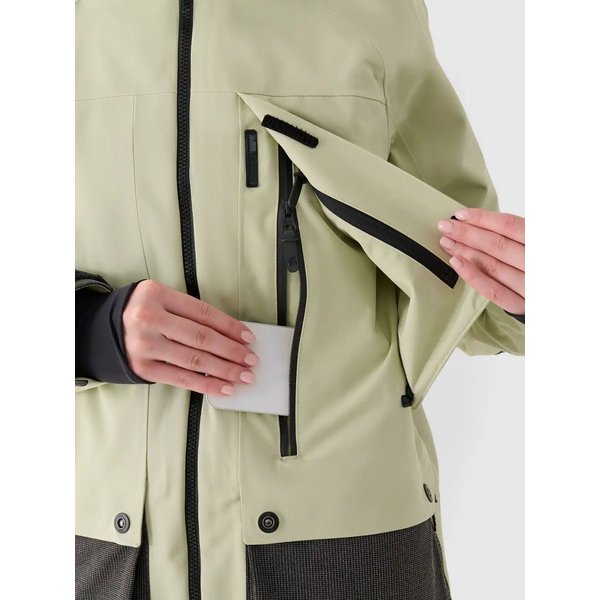 Kurtka snowboardowa damska TTJAF587 4F - oliwkowy
