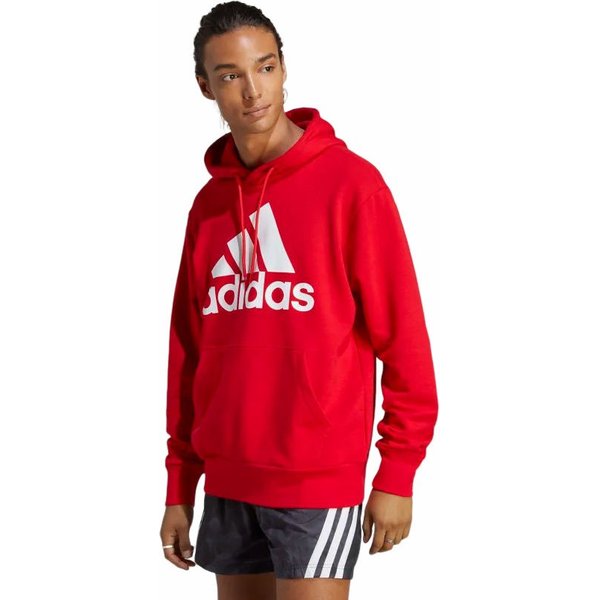 Bluza męska Essentials French Terry Big Logo Hoodie Adidas - czerwona