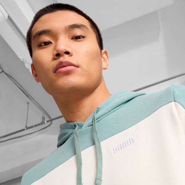 Bluza męska Ess Block Hoodie TR Puma - Green Moon