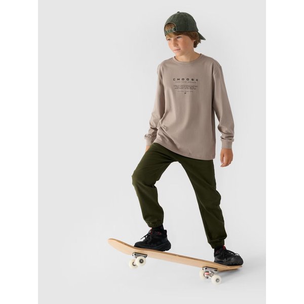 Longsleeve chłopięcy TLONM294 4F - ciepły jasny szary