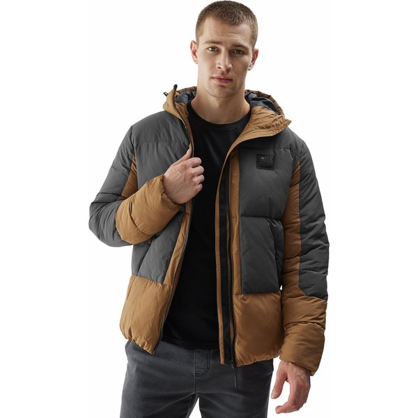 Kurtka puchowa męska 4FAW23TDJAM244 4F - jasny brąz