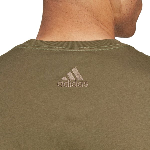 Koszulka męska Essentials Single Jersey Linear Embroidered Logo Adidas - khaki