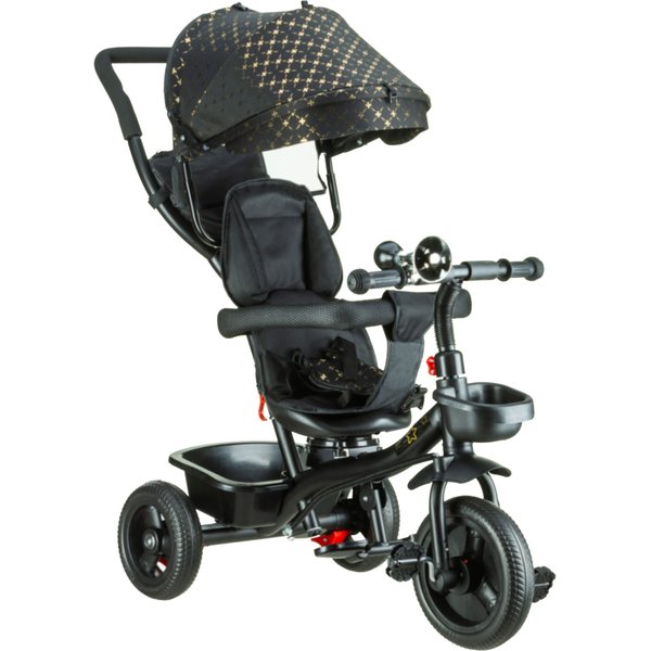 Rowerek trójkołowy 3w1 obracany Stars - black/gold