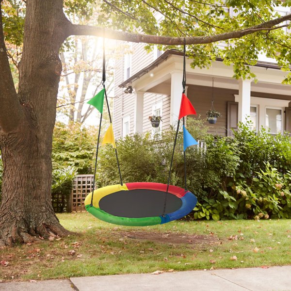 Huśtawka ogrodowa, bocianie gniazdo z flagami XXL Outtec - multikolor