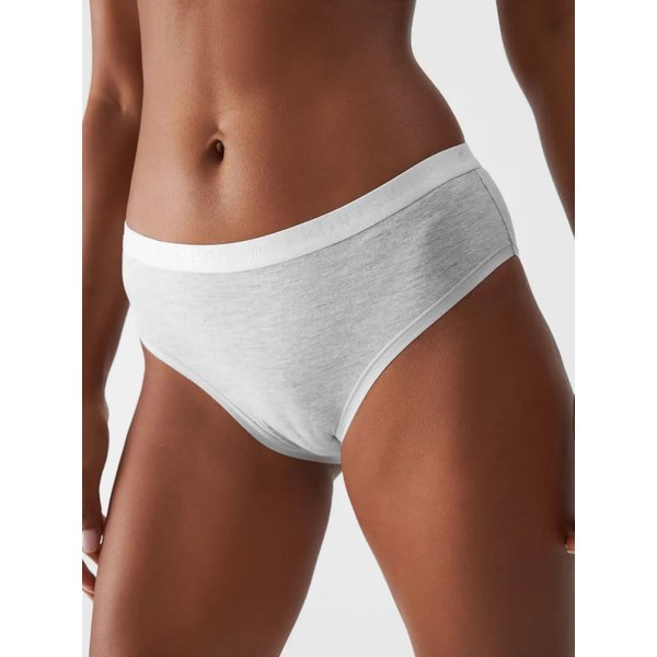 Majtki damskie 4FWMM00UPTSF025 2 pary 4F - chłodny jasny szary melanż