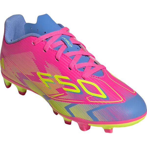 Buty piłkarskie, korki F50 Club FG/MG Jr Adidas - Lucid Pink/Lucid Lemon/Blue Fusion