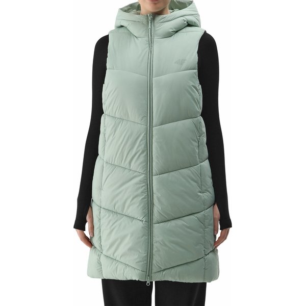 Kamizelka puchowa damska 4FWSS24TVJAF114 4F - jasna zieleń