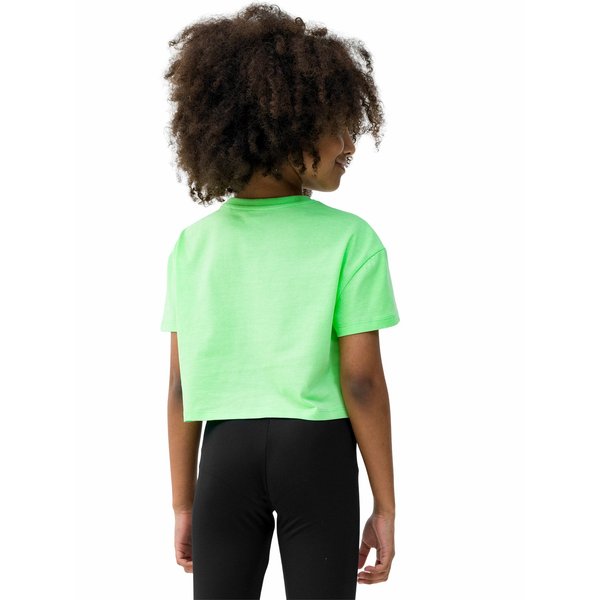 Koszulka, crop top dziewczęcy 4FJWSS24TTSHF1144 4F - jasna zieleń neon