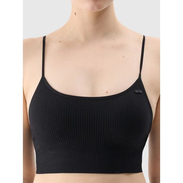 Biustonosz sportowy bezszwowy damski USBAF151 4F - głęboka czerń