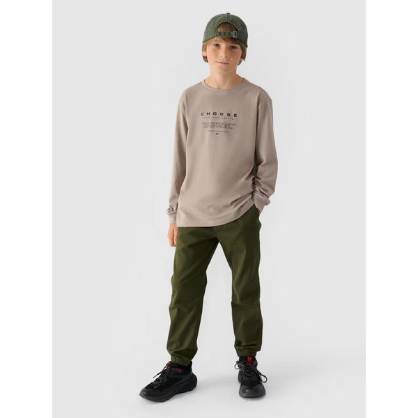 Longsleeve chłopięcy TLONM294 4F - ciepły jasny szary