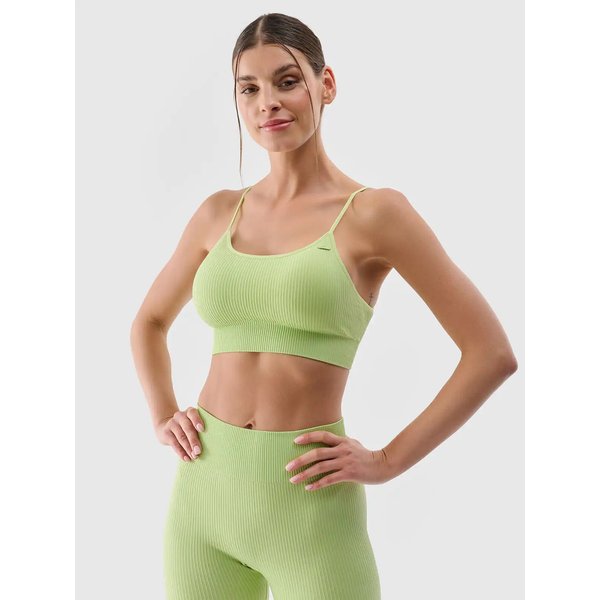 Biustonosz sportowy bezszwowy damski USBAF151 4F - jasna zieleń