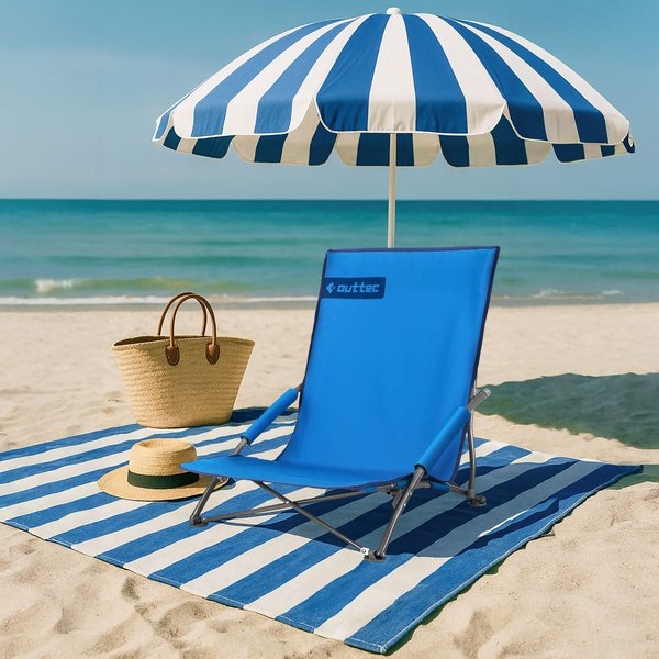 Krzesło turystyczne leżak Outtec WYPRZEDAŻ - niebieski