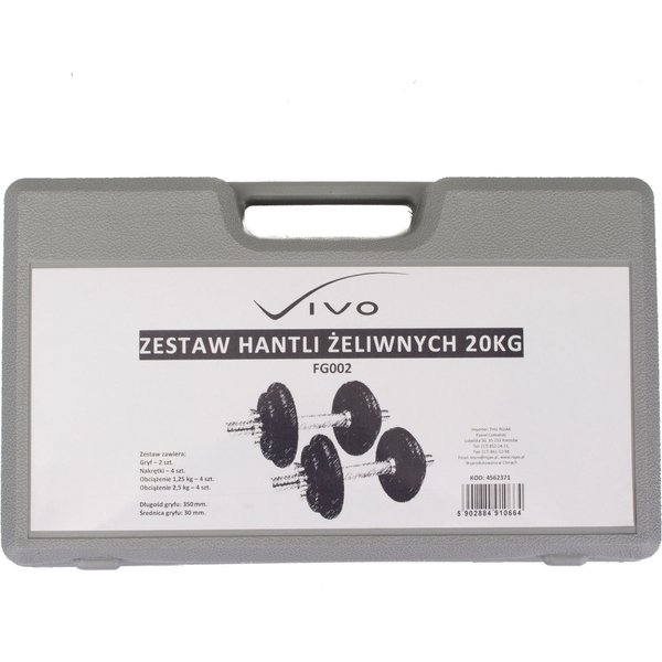 Zestaw hantli żeliwnych Hammertone w walizce 2x10kg Vivo
