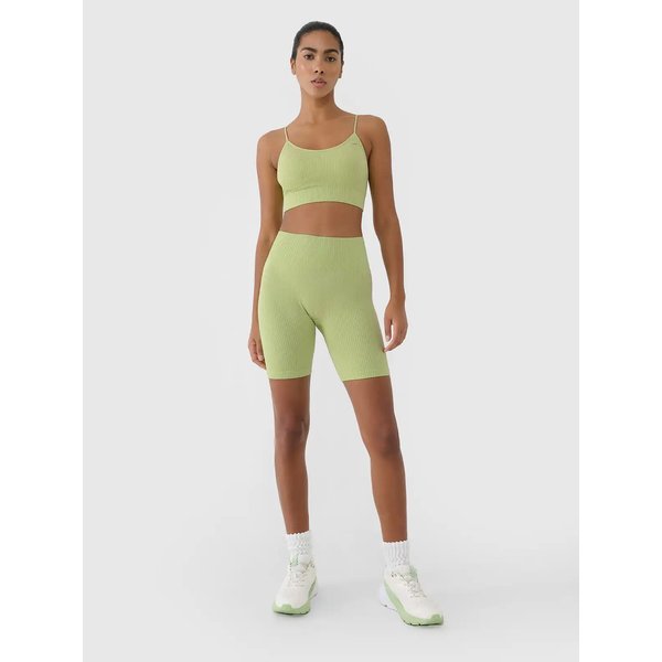 Biustonosz sportowy bezszwowy damski USBAF151 4F - jasna zieleń