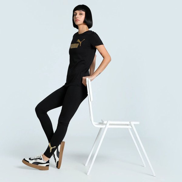 Legginsy damskie Ess Metallic Puma - black/metallic gold