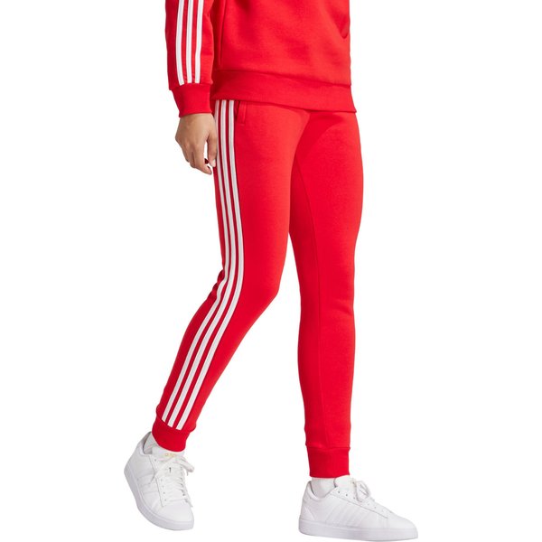 Spodnie dresowe damskie Essentials 3-Stripes Fleece Adidas - czerwone
