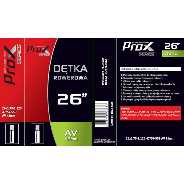 Dętka rowerowa 26x1.75-2.125 AV 48mm Prox