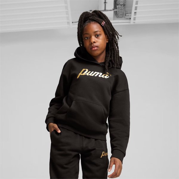 Bluza juniorska Ess+ Script Metallic Hoodie Jr Puma