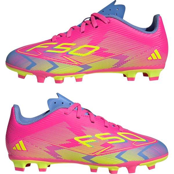 Buty piłkarskie, korki F50 Club FG/MG Jr Adidas - Lucid Pink/Lucid Lemon/Blue Fusion