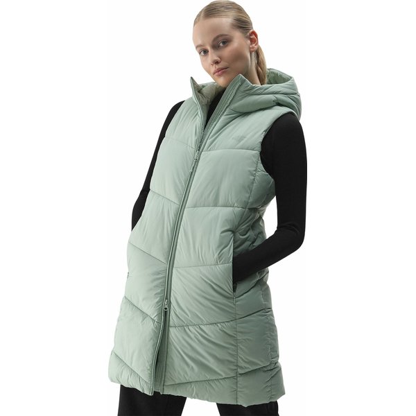 Kamizelka puchowa damska 4FWSS24TVJAF114 4F - jasna zieleń