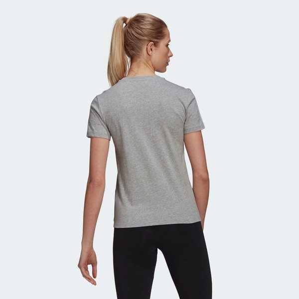 Koszulka damska Loungewear Essentials Slim 3-Stripes Tee Adidas - medium grey heather/white