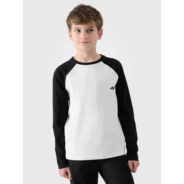 Longsleeve chłopięcy TLONM420 4F - biały/czarny