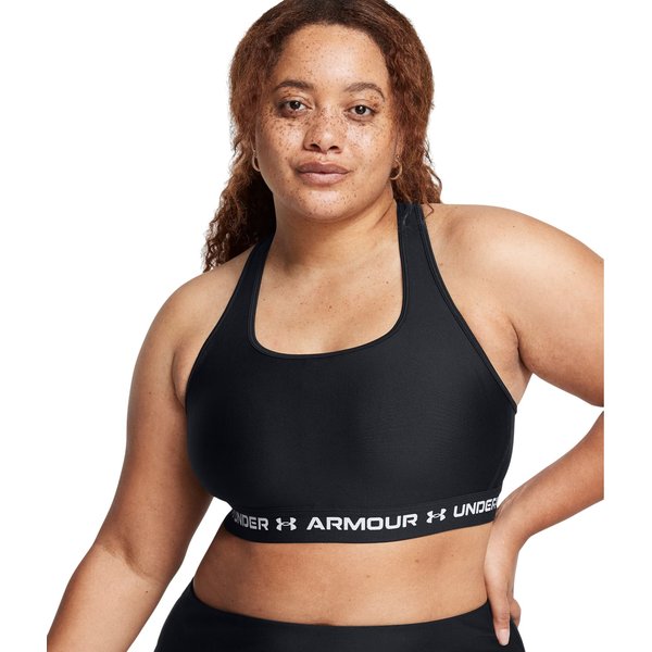 Biustonosz sportowy damski Crossback Mid Bra Under Armour - Black/White